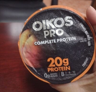 Oikos Pro Yogurt-Cultured Ultra-Filtered Milk Peach Flavored packaging