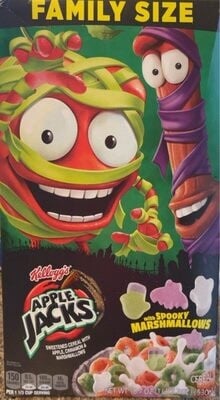 Apple Jacks Spooky Marshmallows Cereal, Apple; Cinnamon packaging
