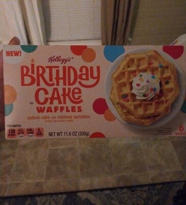 Kellogg's Yellow Cake With Rainbow Sprinkles Flavored Birthday Cake Waffles package