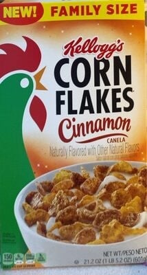 Corn Flakes Cinnamon Cereal packaging