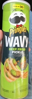 Pringles Deep Fried Pickle Flavored Wavy Potato Crisps package