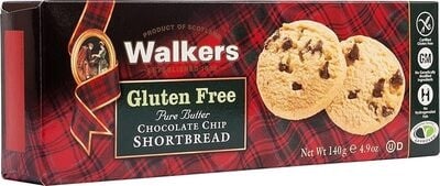 Walkers Pure Butter Chocolate Chip Gluten Free Shortbread packaging