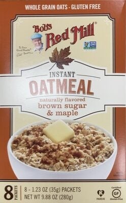 Bob's Red Mill Brown Sugar & Maple Flavored Instant Oatmeal packaging