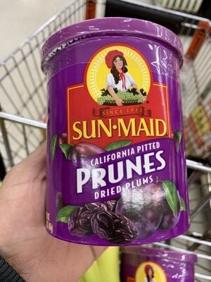 Sun-Maid California Whole Pitted Prunes Resealable Canister packaging