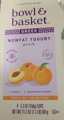 Shoprite Peach Fruit On The Bottom Non Fat Greek Yogurt packaging