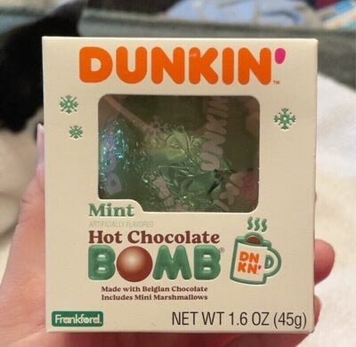 Dunkin' Mint Flavored Hot Chocolate Bomb packaging