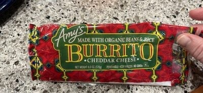 Amy's Cheddar Cheese Burrito packaging