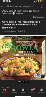 Amy's Broccoli & Cheddar Bake Bowls packaging