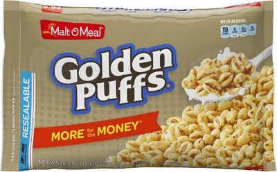 Malt O Meal Golden Puffs Cereal package
