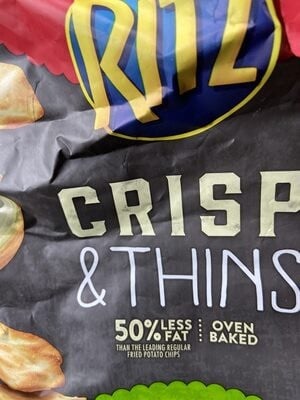 Ritz Bacon Crisp & Thins Potato And Wheat Chips package
