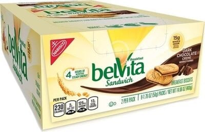 Belvita Dark Chocolate Creme Sandwich Breakfast Biscuits packaging