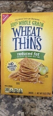 Wheat Thins Reduced Fat 100% Whole Grain Snacks packaging