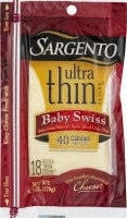 Sargento Baby Swiss Thin Cheese Slices packaging