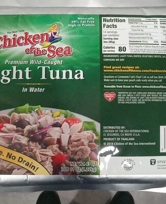 Chicken Of The Sea Premium Wild-Caught Light Tuna In Water package