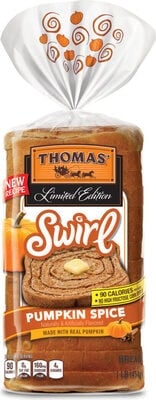 Thomas' Pumpkin Spice Flavored Swirl Bread package