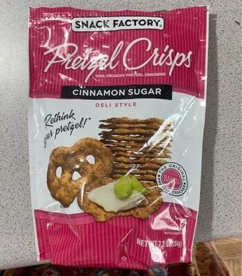 Snack Factory Pretzel Crisps, Cinnamon Sugar package