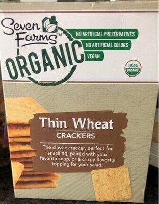 Seven Farms Thin Wheat Organic Crackers packaging
