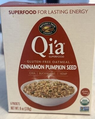 Nature's Path Qi'a, Gluten-Free Oatmeal, Cinnamon Pumpkin Seed package