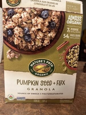 Nature's Path Pumpkin Seed + Flax Granola packaging