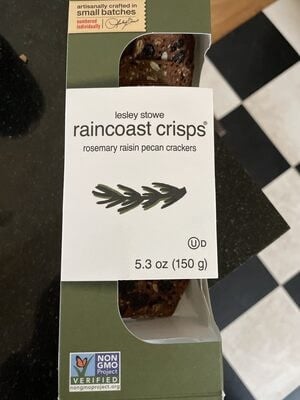 Lesley Stowe Rosemary Raisin Pecan Crackers packaging