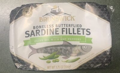 Brunswick Gourmet Style Sardine Fillets In Soybean Oil With Hot Peppers packaging