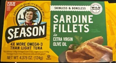 Season Brand Skinless & Boneless In Extra Virgin Olive Oil Sardines package