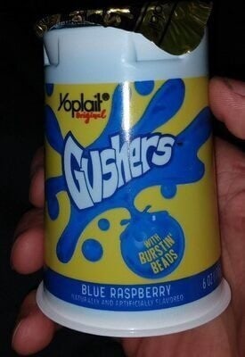 Gushers Original Blue Raspberry With Burstin' Beads Low Fat Yogurt package
