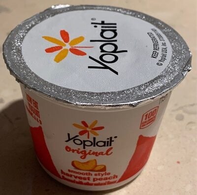 Yoplait Original Harvest Peach Smooth Style Low Fat Yogurt packaging