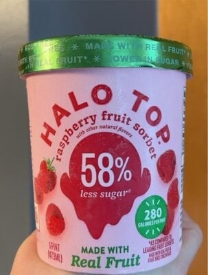 Halo Top Raspberry Fruit Sorbet packaging