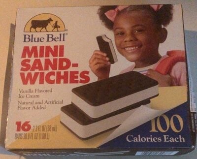 Blue Bell Vanilla Mini Sandwiches Ice Cream packaging
