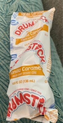 Drumstick Vanilla Caramel Frozen Dairy Dessert Cone packaging