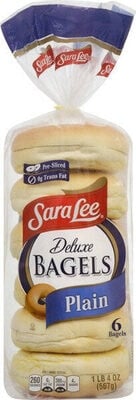 Sara Lee Plain Deluxe Bagels package