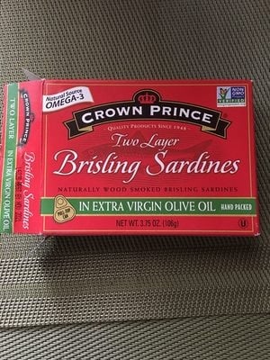 Crown Prince Brisling Sardines In Extra Virgin Olive Oil package