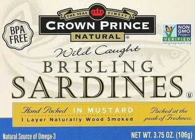 Crown Prince Brisling Sardines In Mustard package