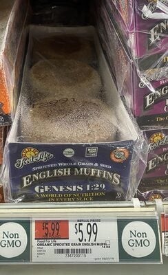 Food For Life Sprouted Whole Grain & Seed English Muffins packaging
