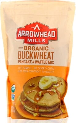 Arrowhead Mills Organic Pancake & Waffle Mix, Buckwheat packaging