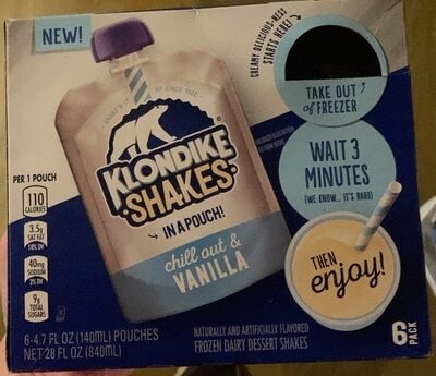 Klondike Chill Out & Vanilla Frozen Dairy Dessert Shakes packaging