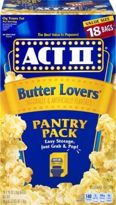 Act II Butter Lovers Popcorn Pantry Pack packaging