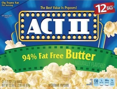 Act II Fat Free Popcorn packaging