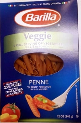 Barilla Enriched Pasta With Veggies package