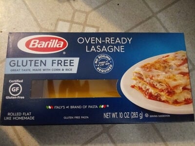 Barilla Gluten Free Oven-Ready Lasagne Pasta package