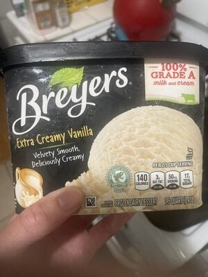 Breyers Extra Creamy Vanilla Flavor Frozen Dairy Dessert package