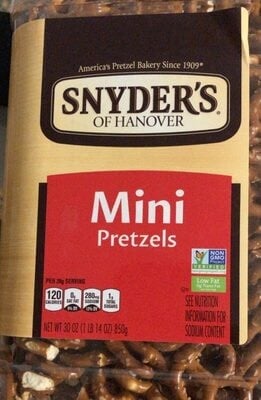 Snyders Of Hanover Mini Pretzels Canister package