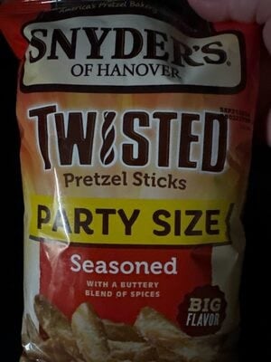 Snyders Of Hanover Seasoned Twisted Pretzel Sticks Party Size Bag packaging
