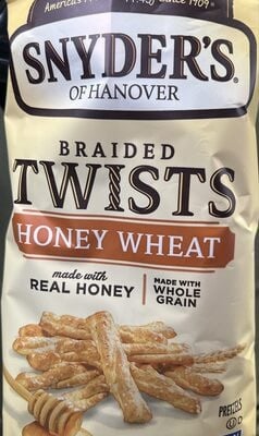 Snyders Of Hanover Honey Wheat Braided Pretzel Twists package