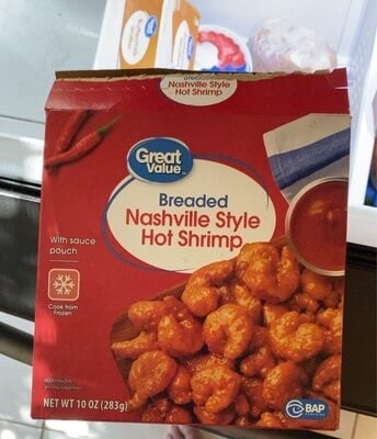 Great Value Breaded Nashville Style Hot Shrimp package