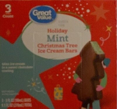 Great Value Mint Holiday Christmas Tree Ice Cream Bars package
