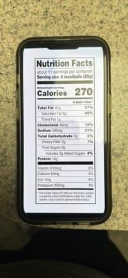 Great Value Homestyle Meatballs packaging