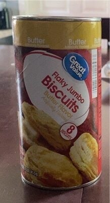 Great Value Butter Flavor Flaky Jumbo Biscuits packaging