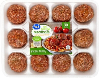 Great Value Pork Italian Style Meatballs With Parmesan Cheese packaging